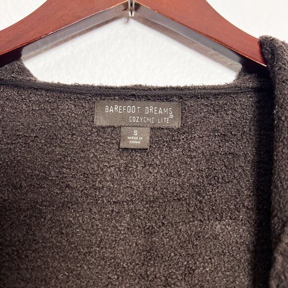 Barefoot Dreams Brown CozyChic Lite Relaxed Hooded Cardi with Pockets Size Small - Picture 3 of 8
